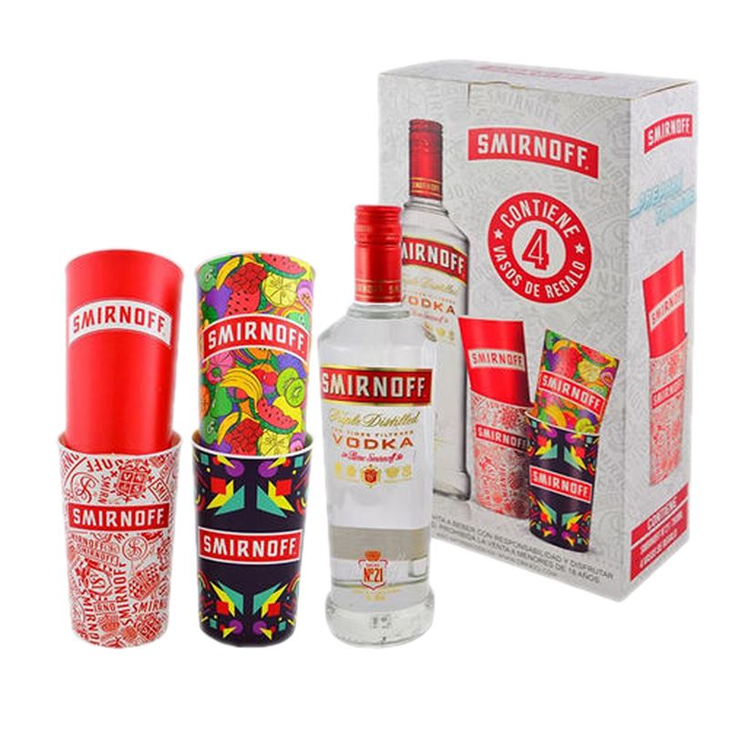 Vodka Smirnoff 750 Ml+4vasos