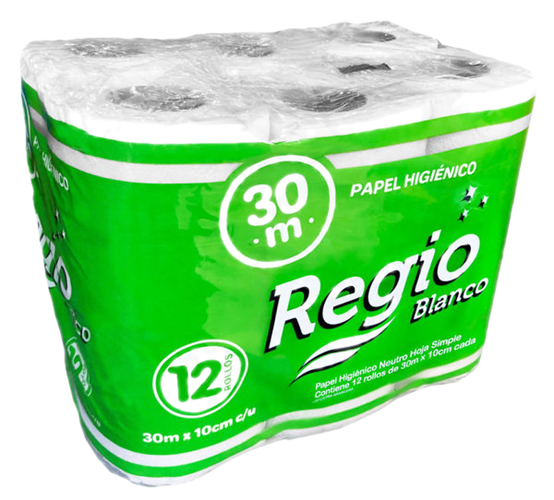 Regio Papel Higienico Hoja Simple 12 Unidades 30 Mts