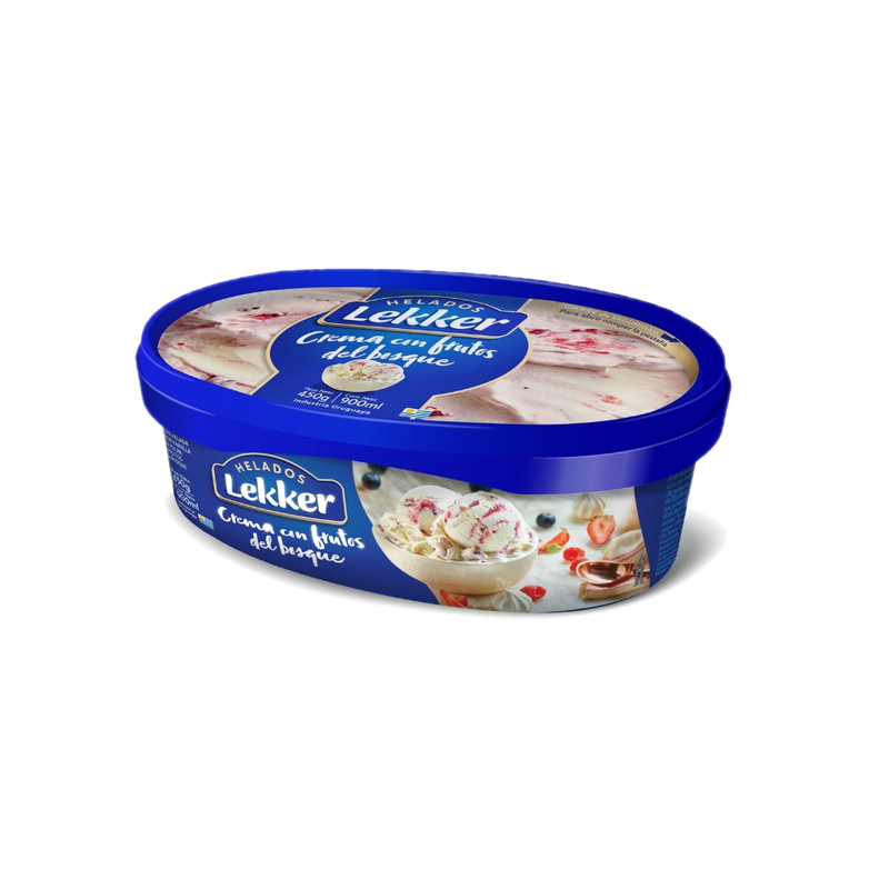 Helado Lekker Crema Marmolada Con Frutos Del Bosque 900 Ml