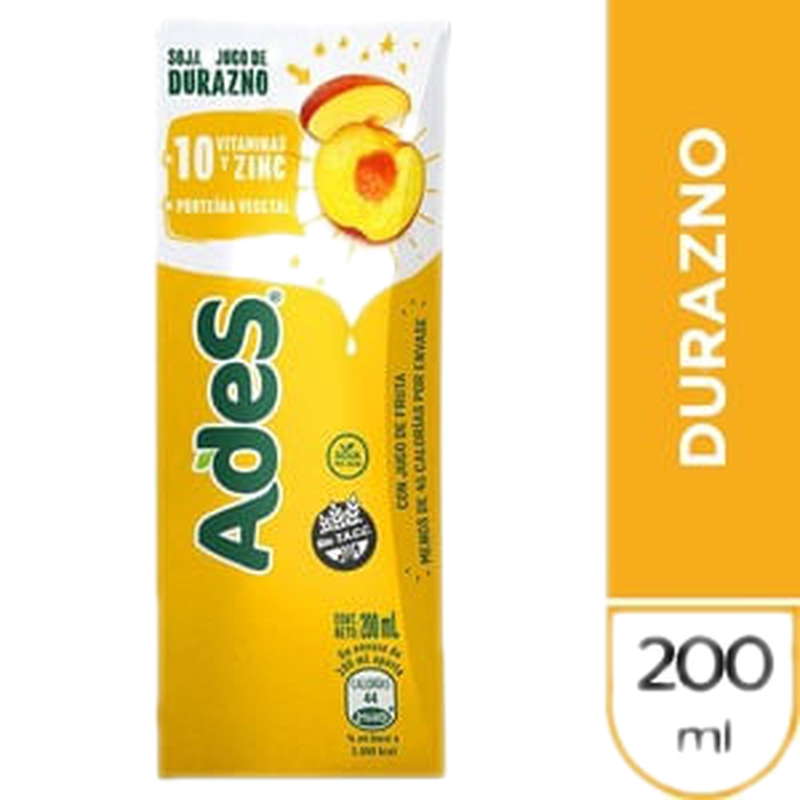 Jugo Ades Durazno 200cc .