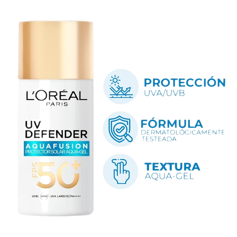 Protector Solar L'oréal Paris Uv Defender Aqua Fusion Fps50+ 50 Ml