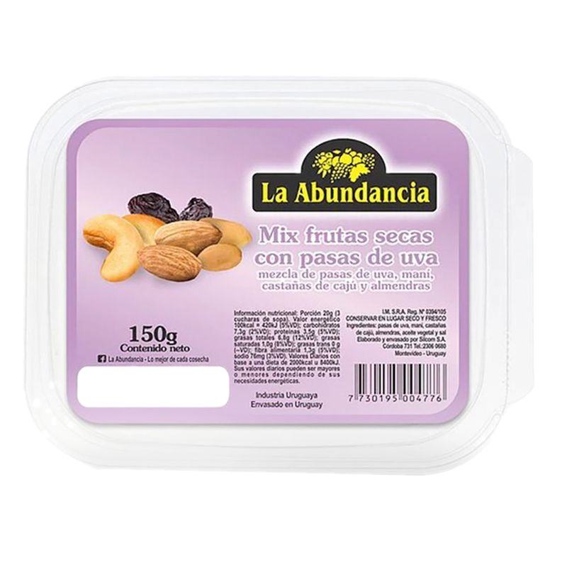 Mix Frutas Secas La Abundancia Con Pasas Pote 150 G
