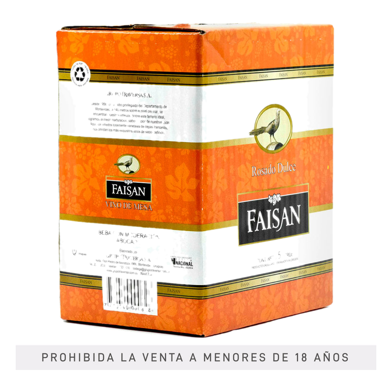Vino Faisán Rosado Dulce Bag 5 L