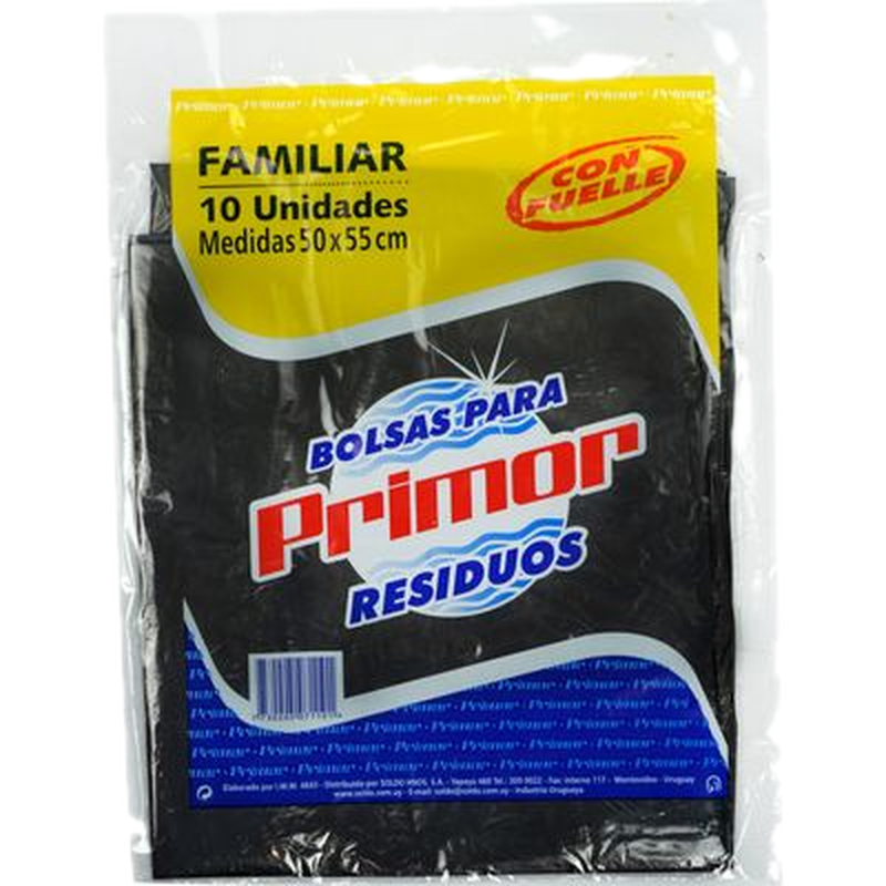 Bolsa Para Residuos Primor Familiar (50 X 55 Cm) 10 Unidades
