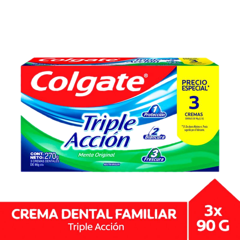 Pack 3 Unidades Crema Dental Colgate Triple Acción 90 G Con 20% Dto.