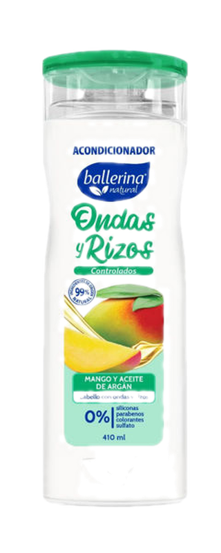Ballerina Acondicionador Sin Sal Ondas Y Rizos Mango Y Argan 410 Ml