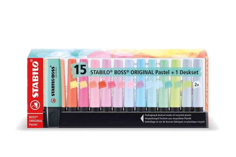 Resaltadores Stabilo Boss Pastel 15 Unidades