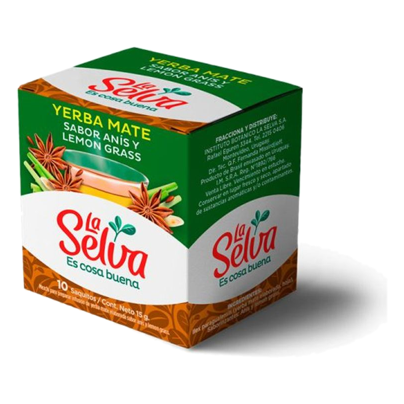 Infusión La Selva De Yerba Mate Sabor Anís Y Lemon Grass 10 Sobres