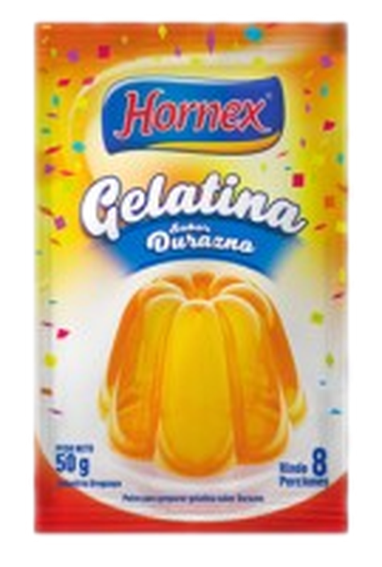 Gelatina Hornex Durazno 8p 60 G.