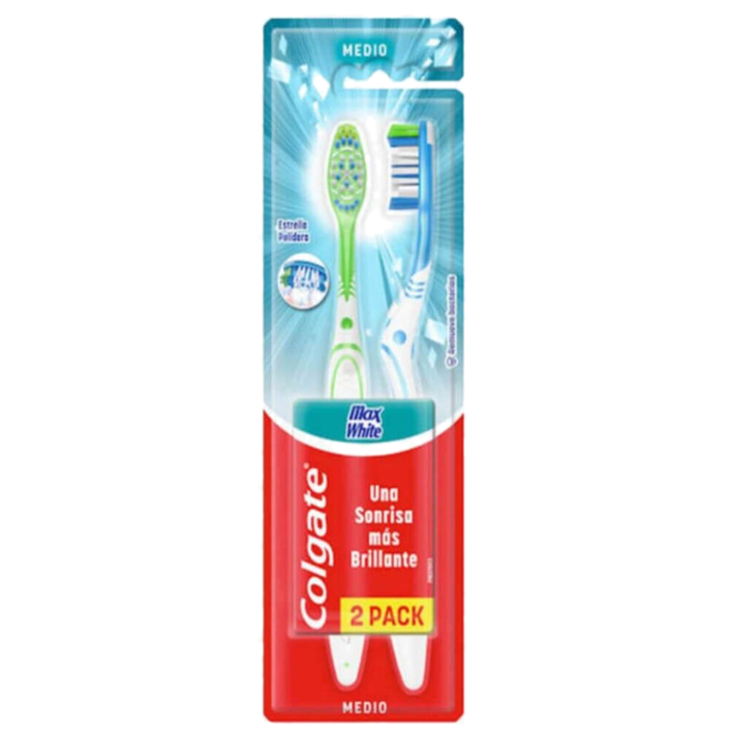 Cepillo De Dientes Colgate Max White Medio 2 Unidades