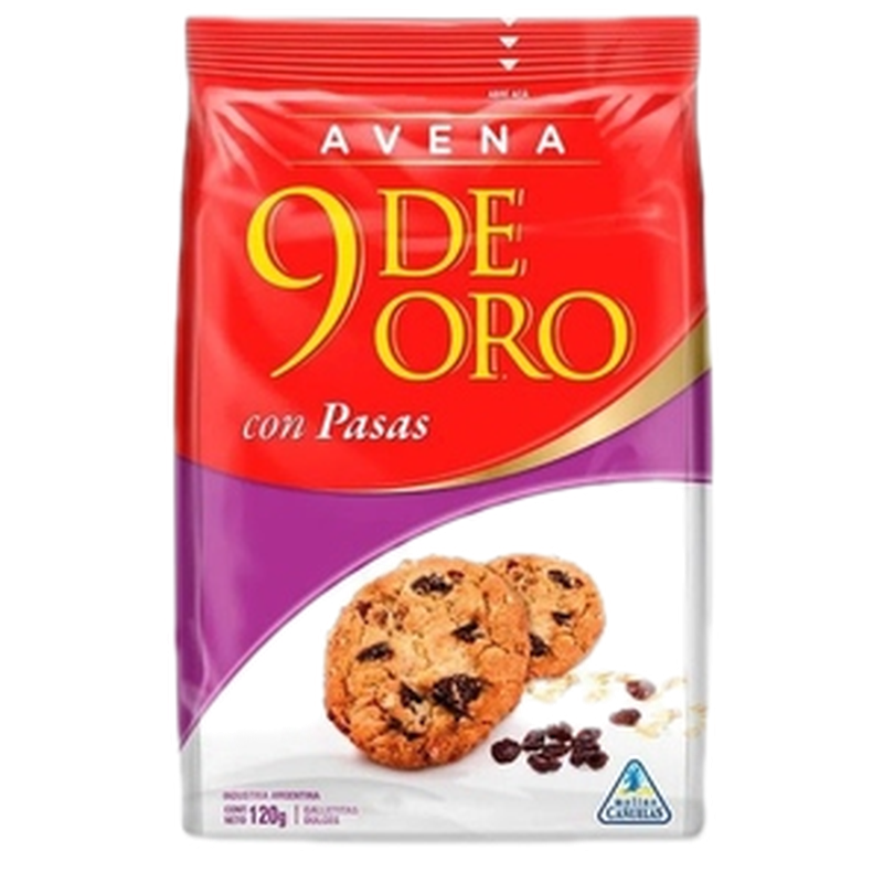 Galletas Avena Con Pasas 120 G 9 De Oro