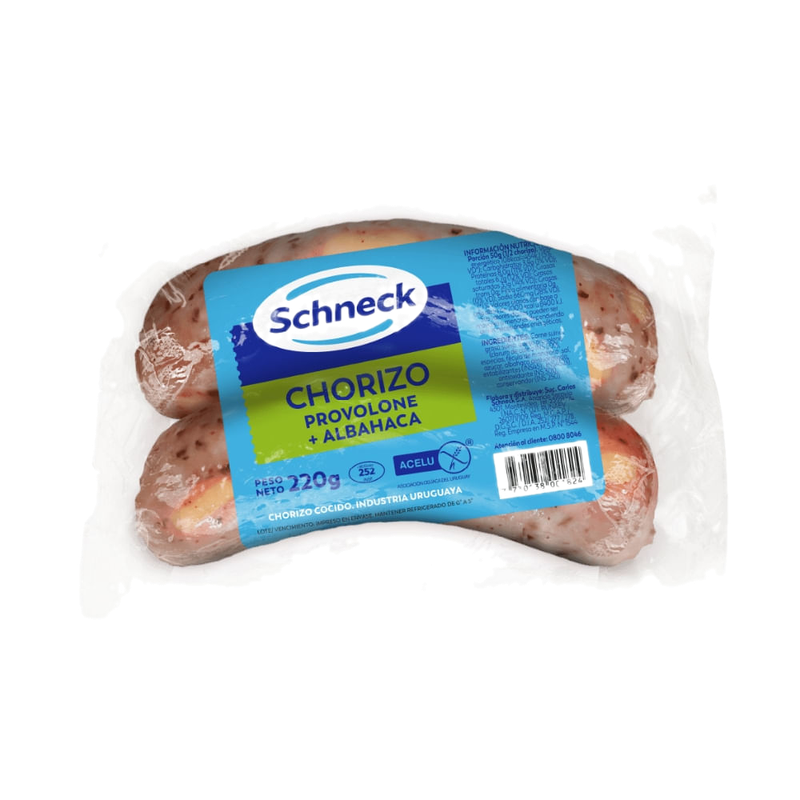 Chorizo Cocido Schneck Provolone Y Albahaca Al Vacio 2 Unidades