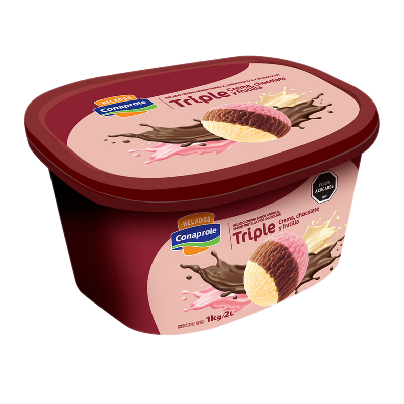 Helado Conaprole Frutilla Vainilla Y Chocolate 2 L