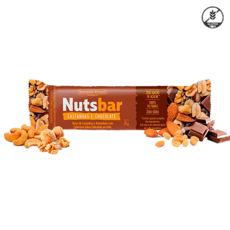 Barra Nuts Bar Chocolate Sin Azúcar Y Sin Gluten 25 G