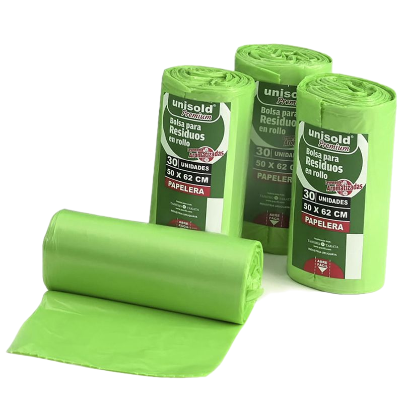 Bolsa Residuo En Rollo Unisold 50x62 Cm Verde 30 Unidades