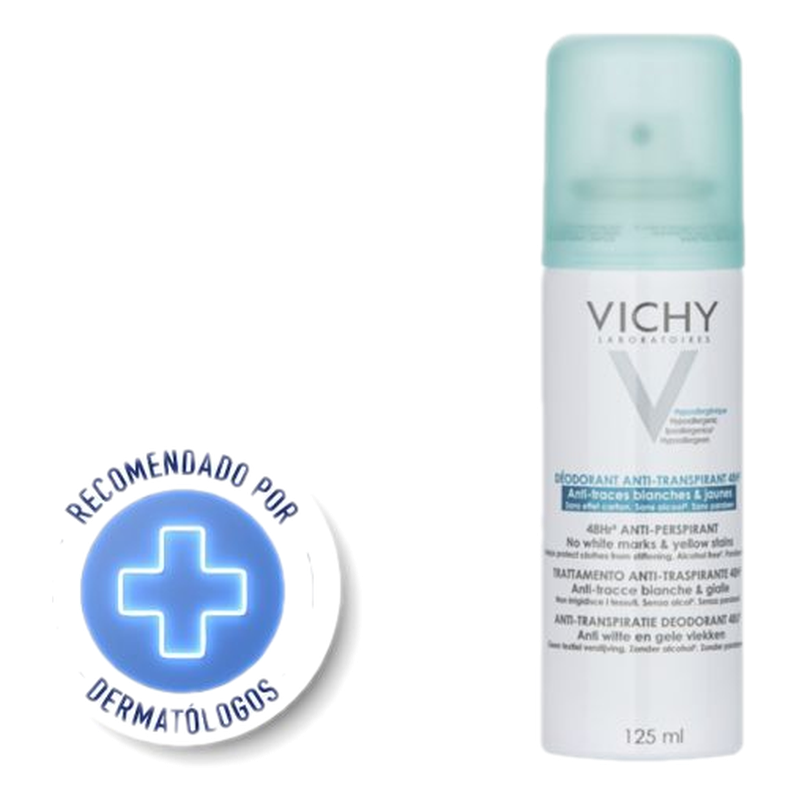 Vichy Desodorante En Aerosol Anti Marcas Blancas Y Amarillas 125 Ml