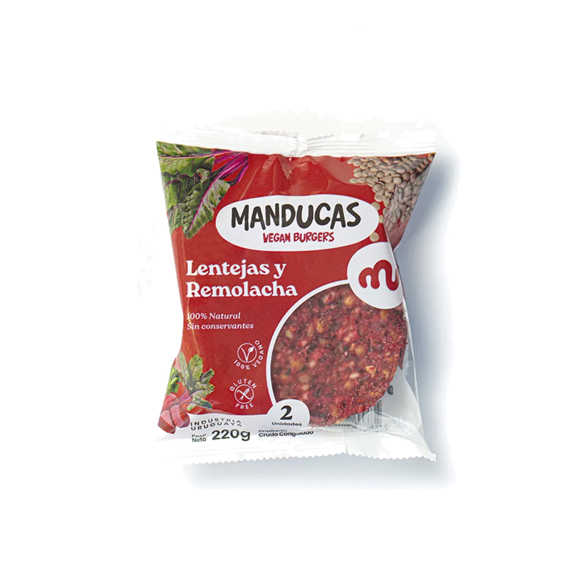 Hamburguesas De Lentejas Y Remolacha Manducas 2 Unidades