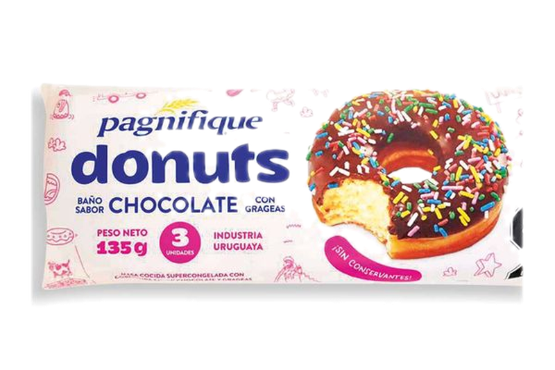 Donas Pagnifique Baño Sabor De Chocolate Con Grajeas 3 Unidades 135 G