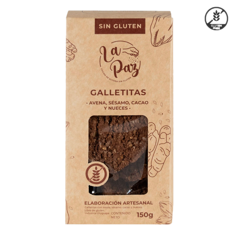 Galletitas La Paz Sin Gluten De Cacao Sésamo Y Nueces 150 G