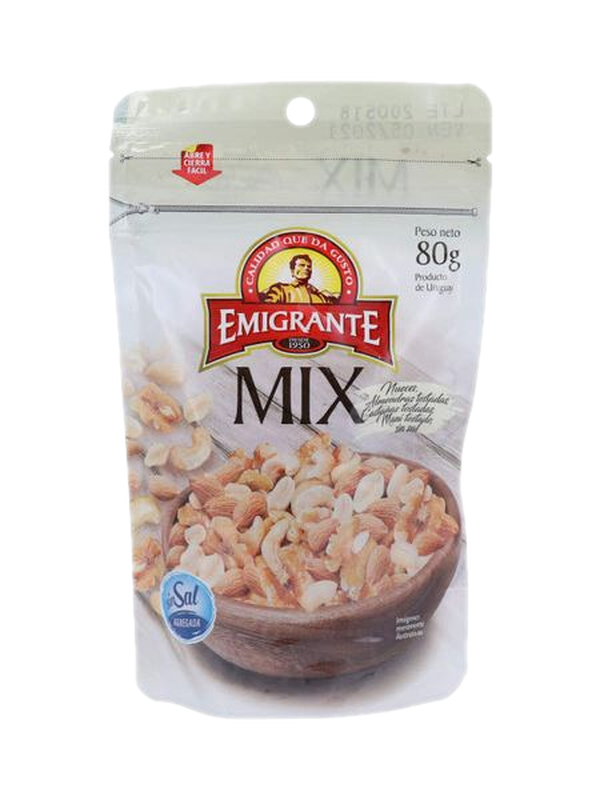 Mix Emigrante Almendra Castaña Mani Tostada S/sal Dp 80 G