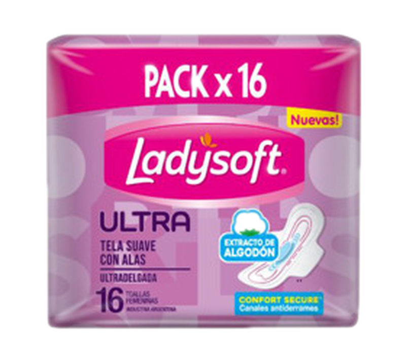 Ladysoft Toalla Ultradelgada Suave [16 Unidades]