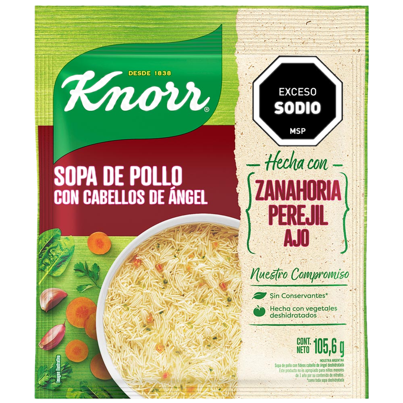 Sopa Casera Knorr Pollo Con Cabellos De Ángel 88 G