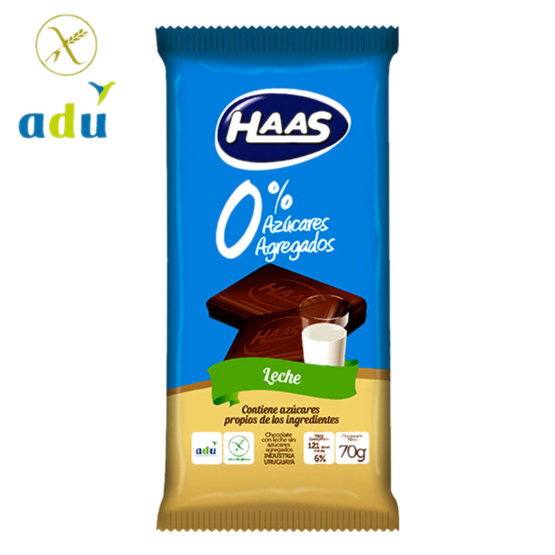 Chocolate Haas 0% Azúcar Leche 70 G