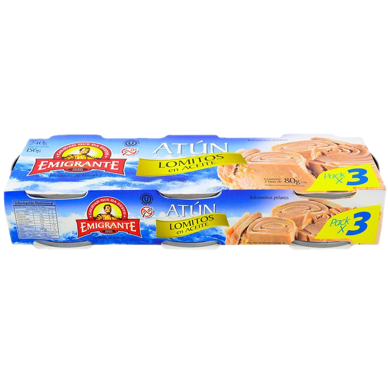 Atún Lomito Emigrante En Aceite 3 Unidades 240 G