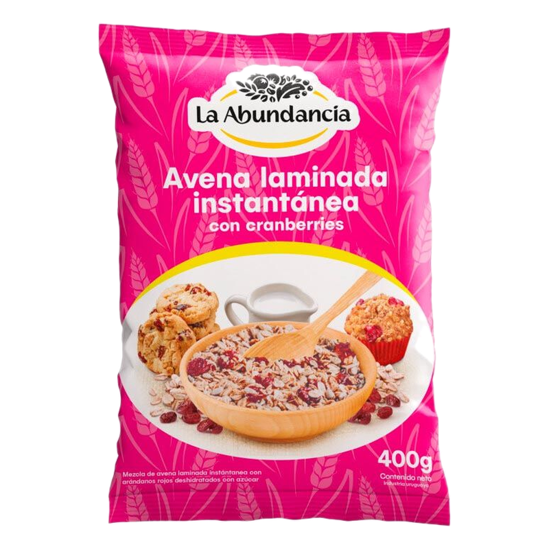 Avena Laminada Instantánea Con Cranberries La Abundancia 400 G