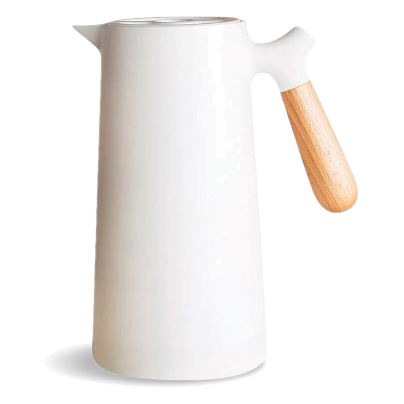 Jarra Térmica De Plástico Con Mango De Madera Blanca 1 L