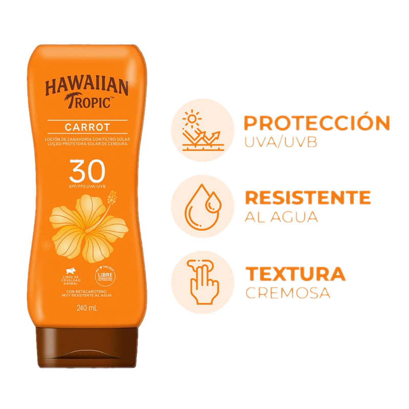 Protector Solar Hawaiian Tropic Loción Zanahoria Fps30 240 Ml