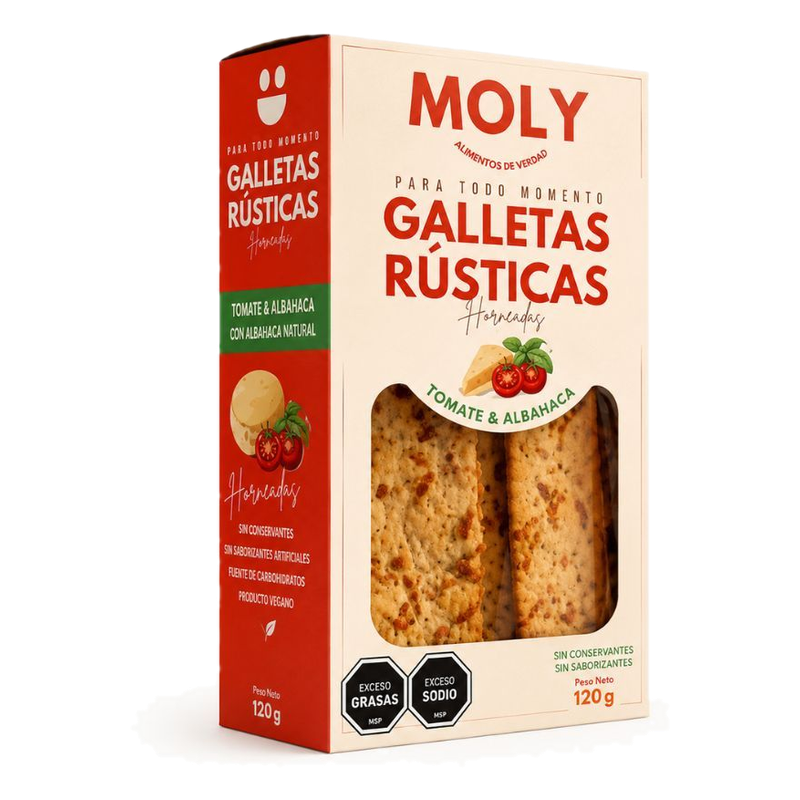 Galletas Rústicas Moly Tomate, Queso Y Albahaca 120 G