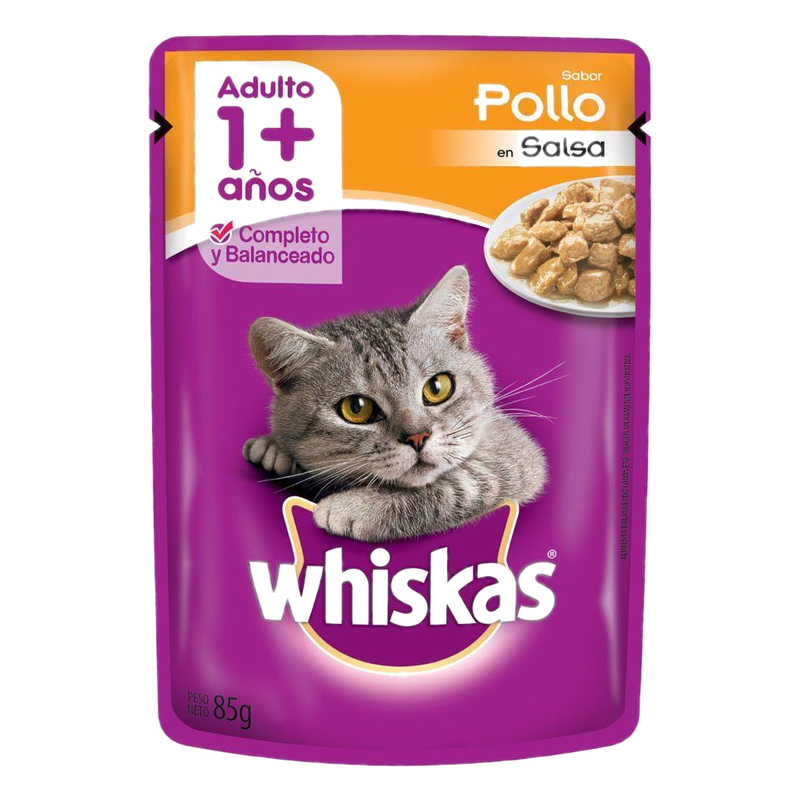 Alimento Para Gatos Adultos 1 + Sabor Pollo En Salsa Whiskas 85 G