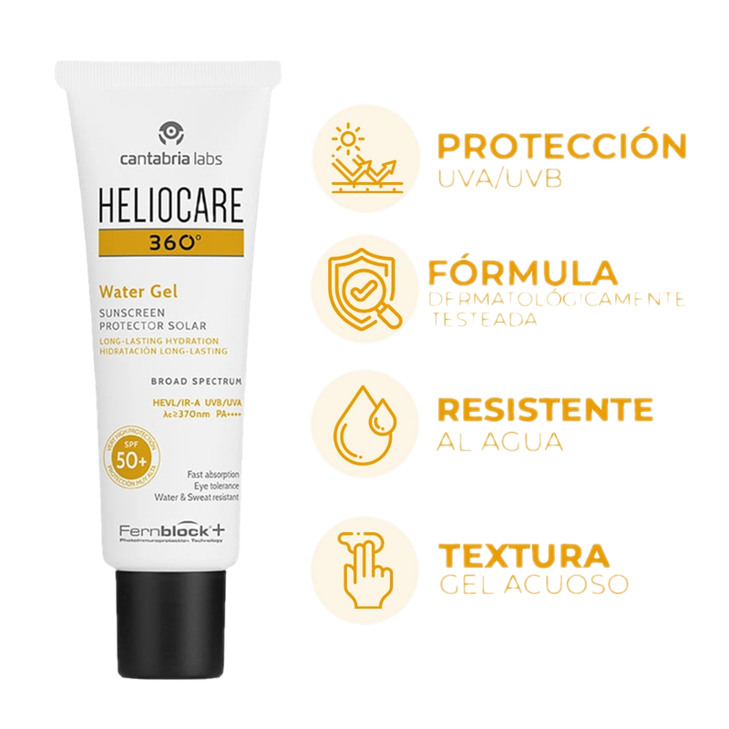 Protector Solar Heliocare 360° Water Gel Sin Color Fps50+ 50 Ml