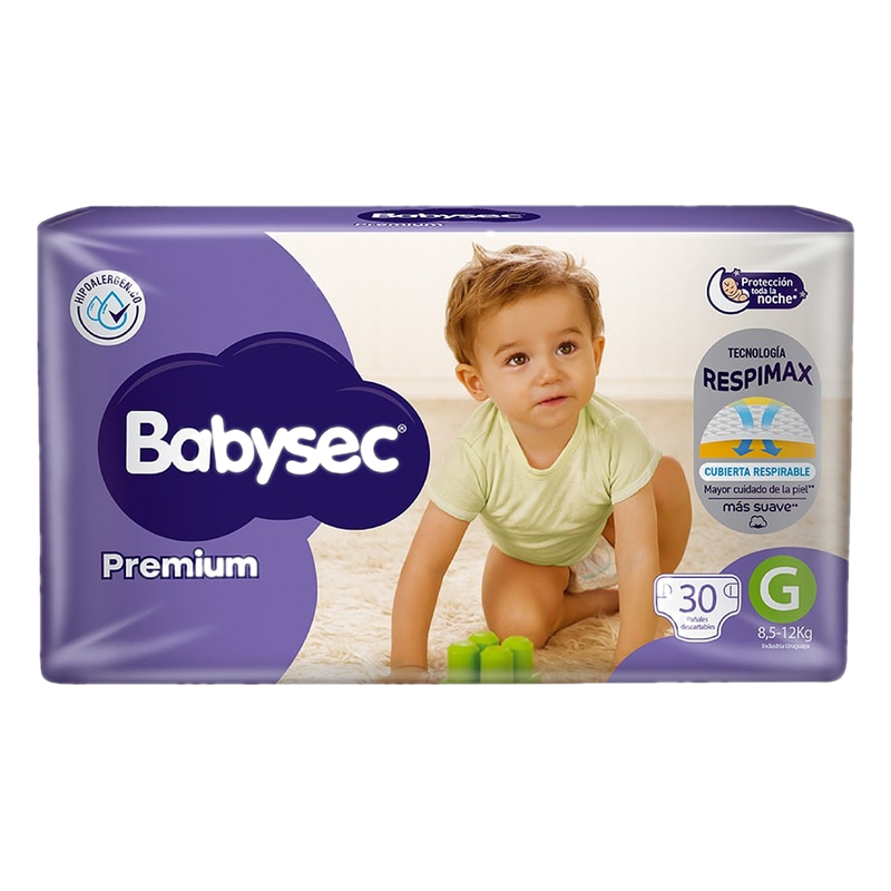 Pañales Babysec Premium Flexiprotect Talle G 30 Unidades