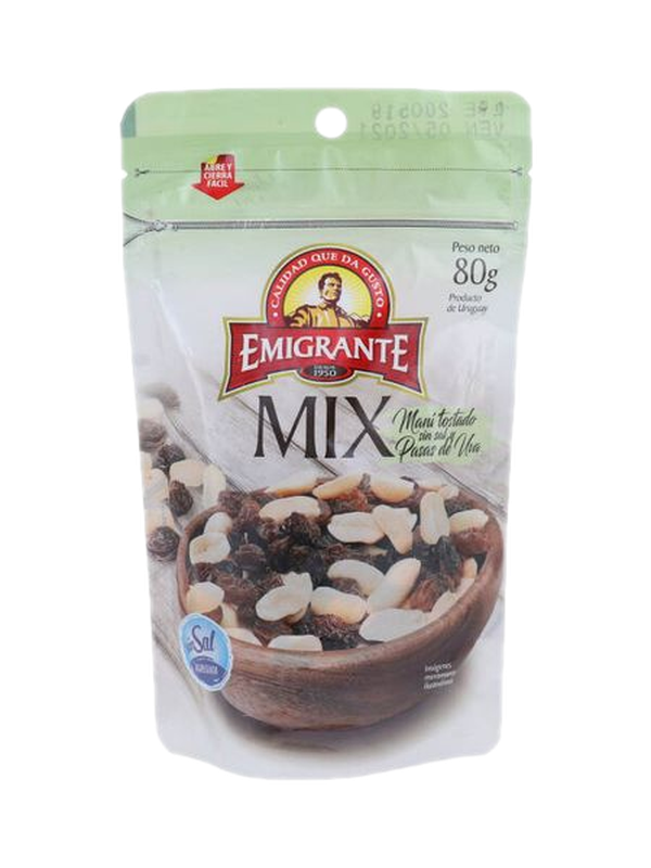 Mix Emigrante Mani Tostado S/sal C/pasas 70 G