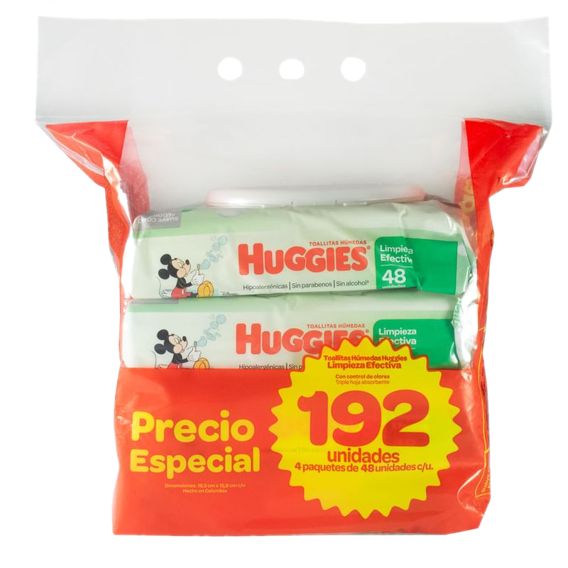 Pack 3 Unidades Toallas Húmedas Huggies Limpieza Efectiva