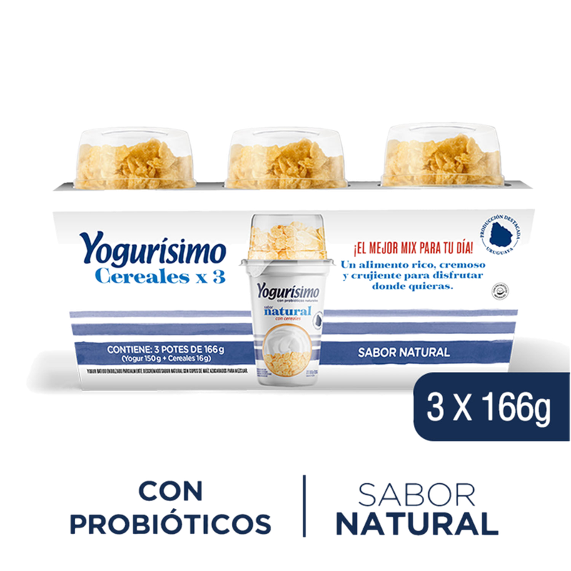 Yogur Yogurisimo Cereales Ready Azucarados 492 G 3 Unidades