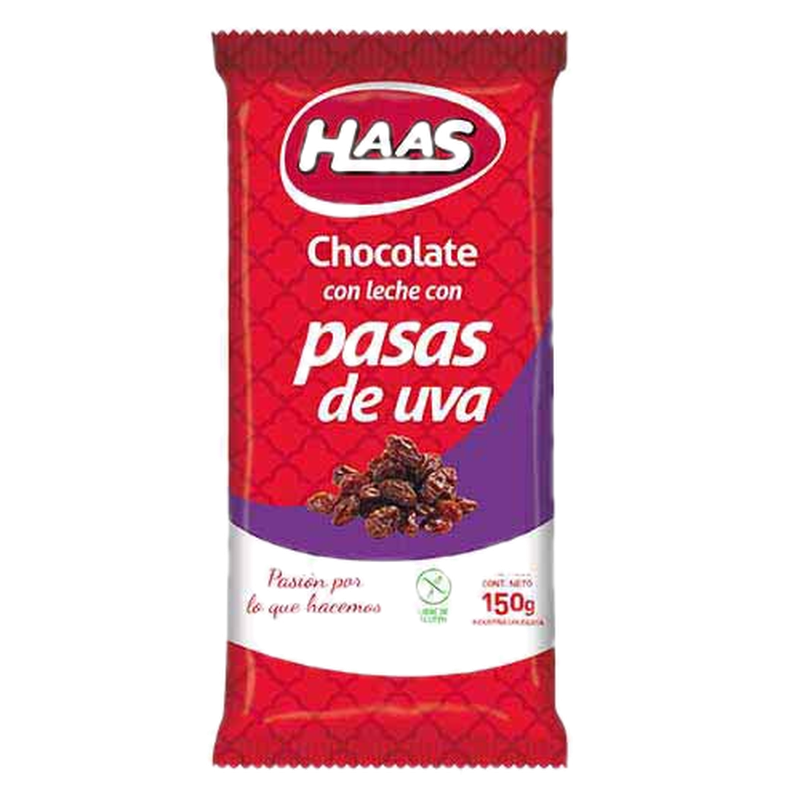 Chocolate Haas Pasas 160 G.