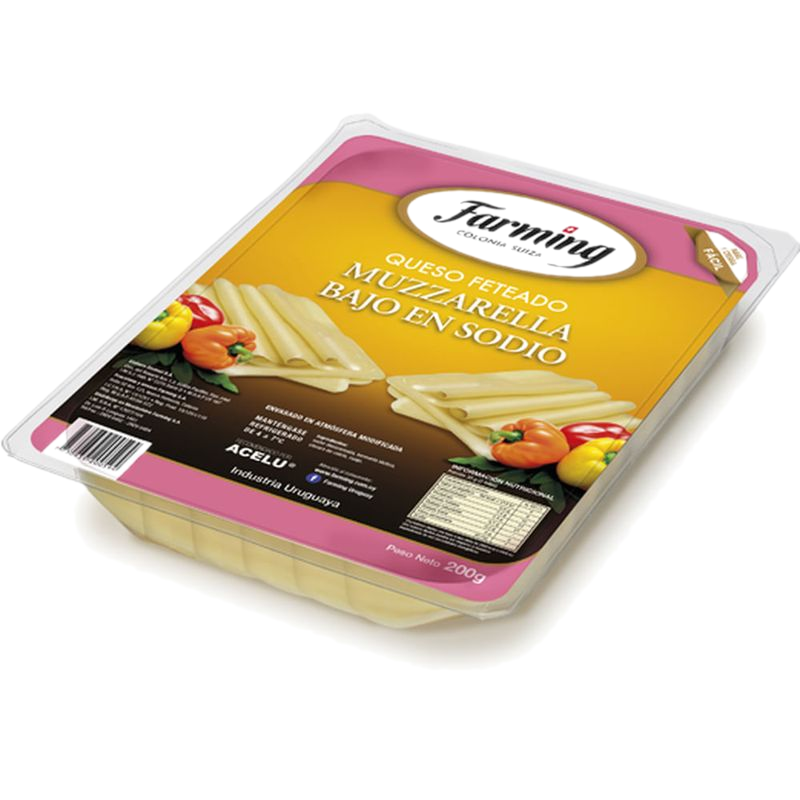 Queso Muzzarella Farming Bajo En Sodio Fetas 200 G