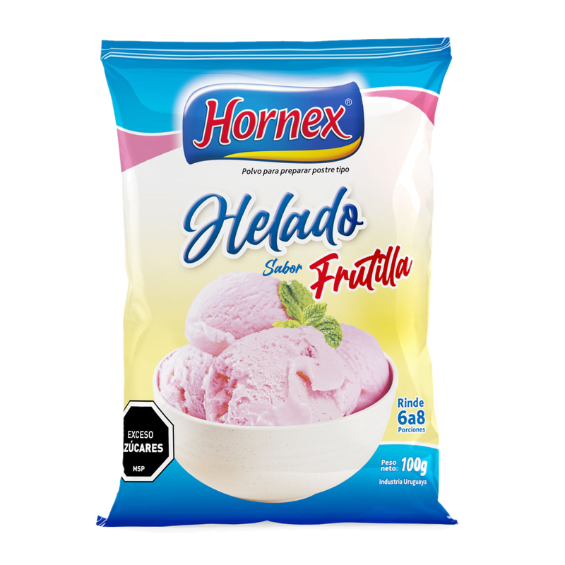 Helado Hornex Polvo Frutilla 100 G Con Azucar