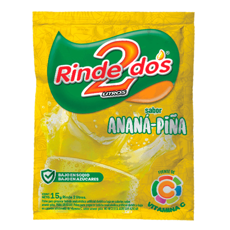 Refresco En Polvo Rinde 2 Ananá 24 G