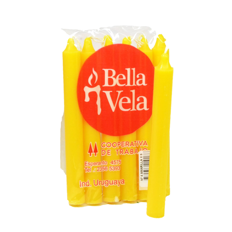 Vela Amarilla Lisa Nº4 6 Unidades