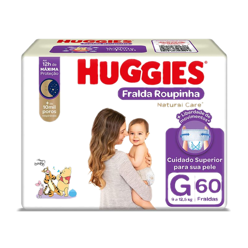 Pañales Huggies Natural Care G Hiper 60 Unidades