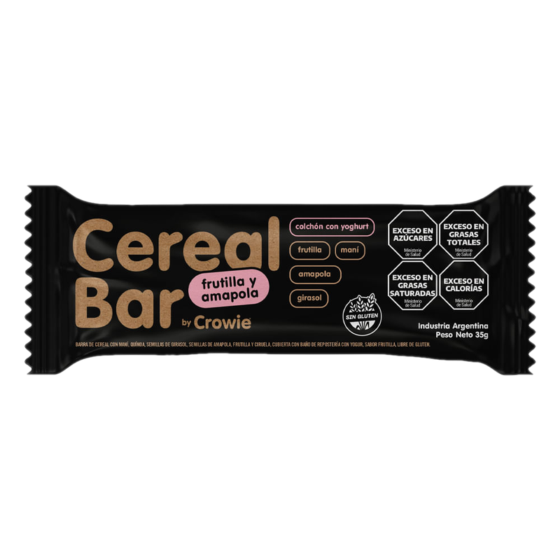 Barra De Cereal Frutilla Y Amapola Crowie 35 G