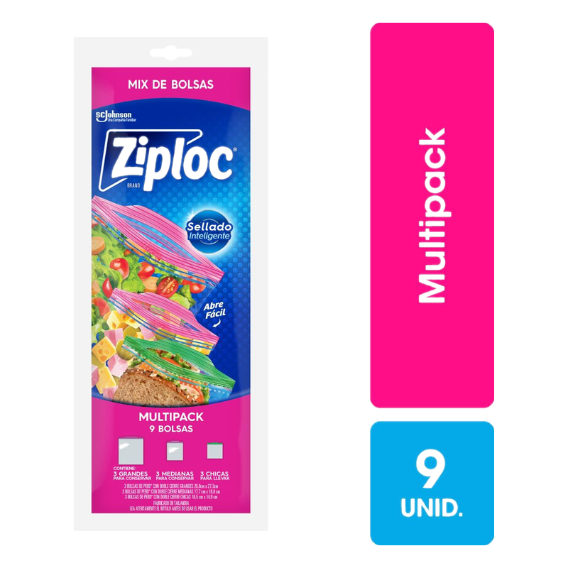 Bolsas Herméticas Ziploc Multipack 9 Unidades
