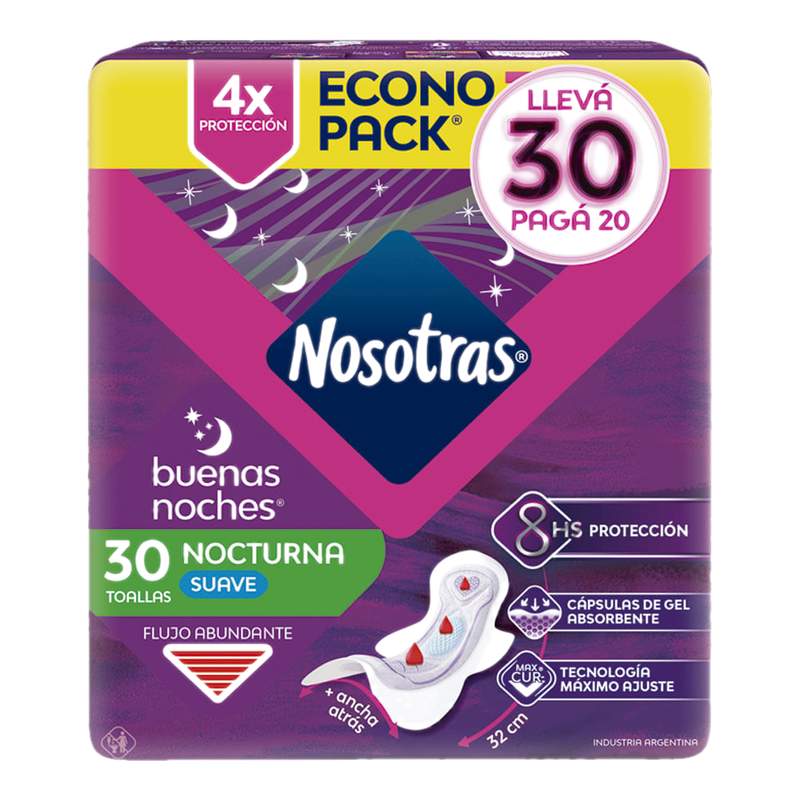 Toalla Higienica Nosotras Buenas Noches Promo Lleve 30 Pague 20