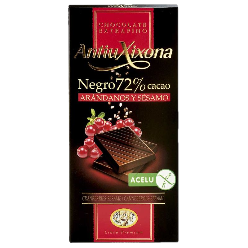 Chocolate Antiu Xixona Negro 72% Arándanos 100 G