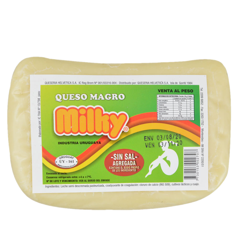 Queso Magro Milky Sin Sal Fracción 1 Kg