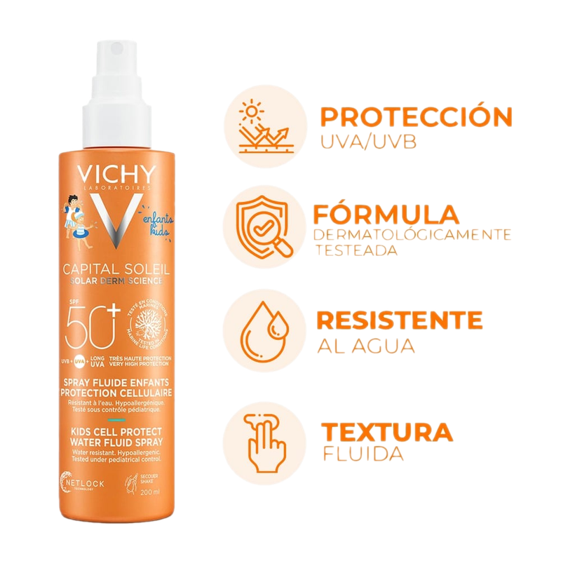 Protector Solar Vichy Capital Soleil Kids Water Resistant Spray Fps50+ 200 Ml